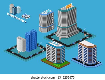 3d isometric city.
