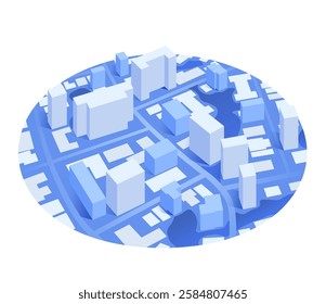 3D isometric city map. Urban planning for development smart city. Detailed view of skyline with dense infrastructure and architecture. Vector illustration, isolated