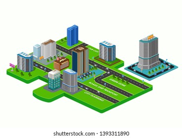 3d Isometric City Roads Buildings Vector Stock Vector (Royalty Free ...