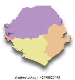 3d isometrische farbige Karte von Sierra Leone mit Grenzen von Regionen