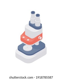 3d isometric colorful vector illustration of binocular optical microscope for medical and scientific research service concept isolated on white background
