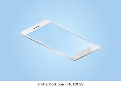 3D isometric concept. Smart phone on a white background. Vector illustration EPS 10