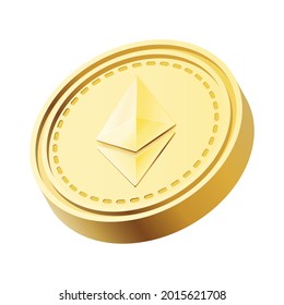 3D isometric cryptocurrency concept. Digital money ethereum coin futuristic concept. Vector art illustration.