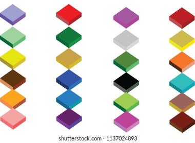 3D Isometric Cube Design colorful on white background