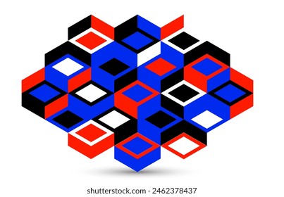 3D isometric cubic design vector geometric abstract background, modern city abstraction theme, construction buildings and blocks look like shapes, polygonal style.