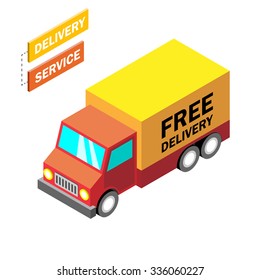 3D isometric delivery service concept. Modern infogaphic template. Isometric car. Vector illustration.