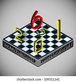 3d isometric design vector illustration.Merry christmas,happy new year 2016 Text Design.