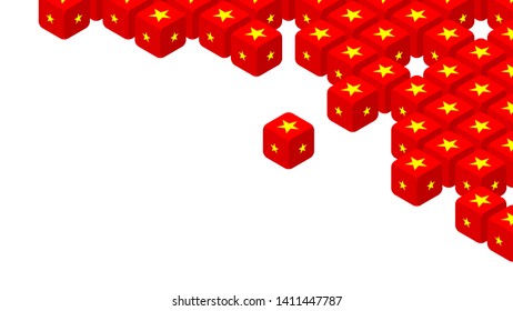 3D isometric Dice with China flag pattern, Trade war and tax crisis concept design illustration isolated on white background with copy space, vector eps 10