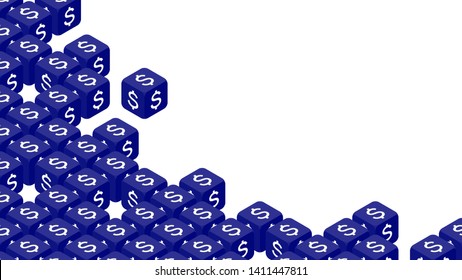 3D isometric Dice with currency symbol dollar United states of America (USD), Trade war and tax crisis concept design illustration isolated on white background with copy space, vector eps 10