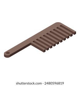 3d isometric digital illustration of a simple brown hair comb on a white background