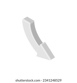 Icono de flecha hacia abajo isométrica 3D. El vector tiende hacia abajo flecha aislada sobre fondo blanco. elemento de diseño de marketing de presentación 3D, Business, infografías de datos financieros para aplicaciones, web, infografía, anuncio