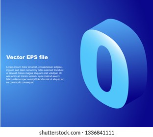 3d Isometric effect number 0. Font element for logo design using in web and typography. Isolated  and fully customized