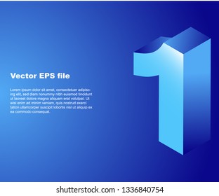 3d Isometric effect symbol 1. Font element for logo design using in web and typography. Isolated  and fully customized