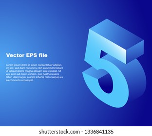 3d Isometric effect symbol 5 . Font element for logo design using in web and typography. Isolated  and fully customized