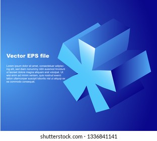 3d Isometric effect symbol * . Font element for logo design using in web and typography. Isolated  and fully customized
