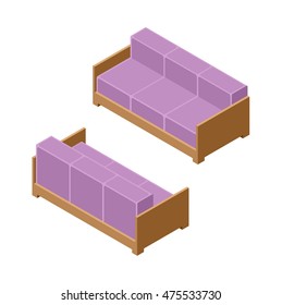 3D isometric empty locker. Wooden furniture. Isometric objects of furniture. Vector
