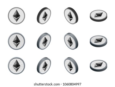 3d isometric Ethereum Symbol Vector Icon Crypto Currency Money And Finance Sign Illustration