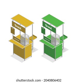 3d isometric exhibition stand vector, mockup stand