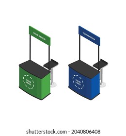 3d isometric exhibition stand vector, mockup stand