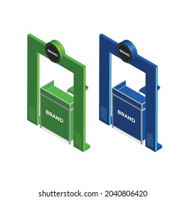 3d isometric exhibition stand vector, mockup stand