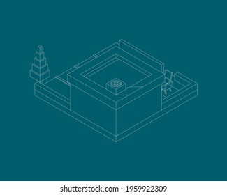 3D isometric Fastfood in various View angle