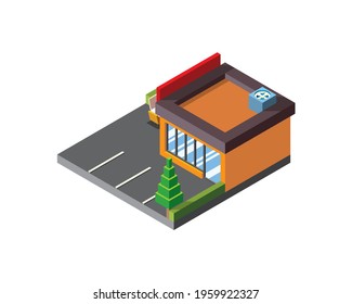 3D isometric Fastfood in various View angle