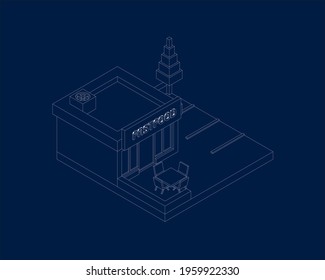 3D isometric Fastfood in various View angle