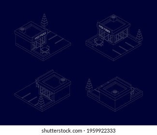 3D isometric Fastfood in various View angle