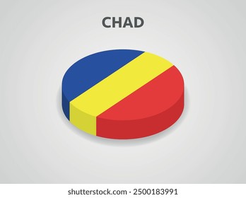 Bandera isométrica 3D de Chad - Ilustración vectorial