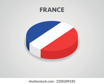 3D Isometric Flag of France - Vector Illustration