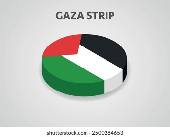 3D Isometric Flag of Gaza Strip - Vector Illustration