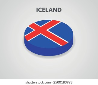 3D Isometric Flag of Iceland - Vector Illustration