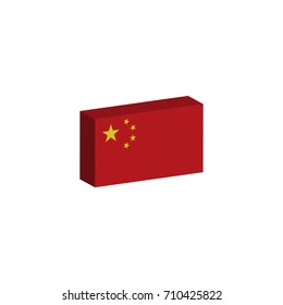 3d isometric flag illustration of china country