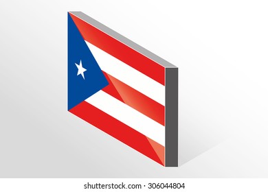 A 3D Isometric Flag Illustration of the country of  Puerto Rico