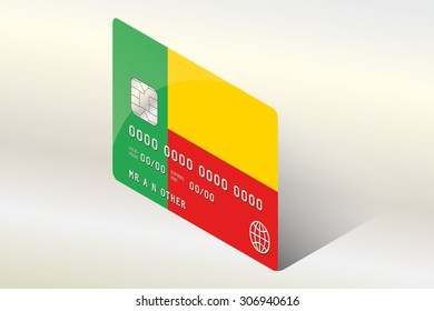 A 3D Isometric Flag Illustration of the country of Benin
