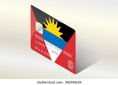 A 3D Isometric Flag Illustration of the country of  Antigua and Barbuda