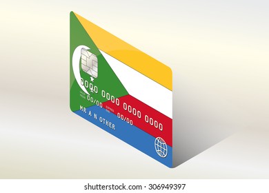 A 3D Isometric Flag Illustration of the country of  Comoros