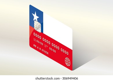 A 3D Isometric Flag Illustration of the country of  Chile