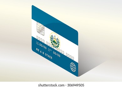 A 3D Isometric Flag Illustration of the country of  El Salvador