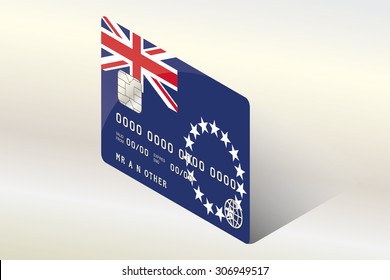 A 3D Isometric Flag Illustration of the country of  Cook Islands