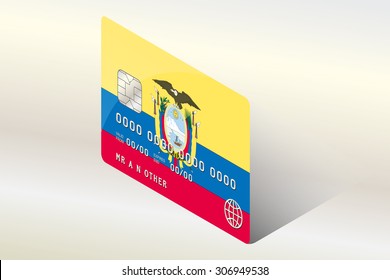A 3D Isometric Flag Illustration of the country of  Ecuador