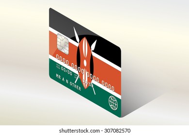 A 3D Isometric Flag Illustration of the country of  Kenya