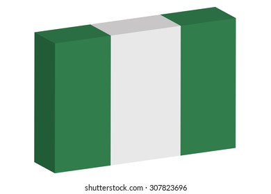 A 3D Isometric Flag Illustration of the country of  Nigeria