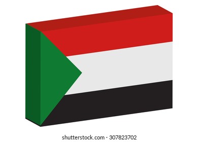 A 3D Isometric Flag Illustration of the country of  Sudan