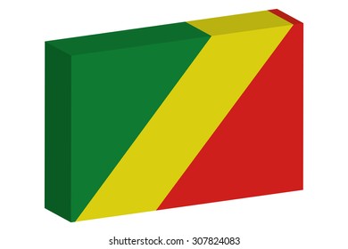 A 3D Isometric Flag Illustration of the country of  Congo