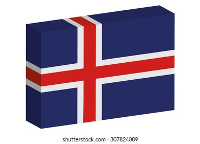 A 3D Isometric Flag Illustration of the country of  Iceland