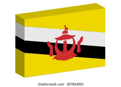 A 3D Isometric Flag Illustration of the country of  Brunei