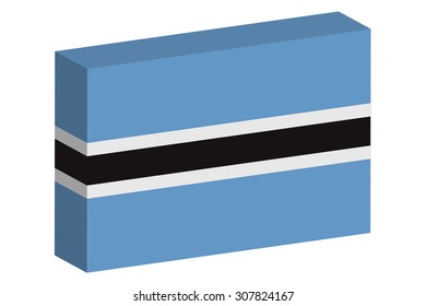 A 3D Isometric Flag Illustration of the country of  Botswana