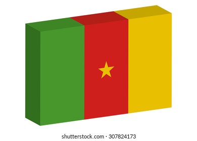 A 3D Isometric Flag Illustration of the country of  Cameroon