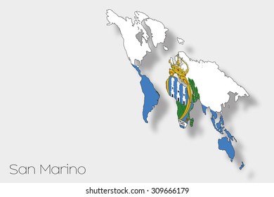 A 3D Isometric Flag Illustration of the country of  San Marino